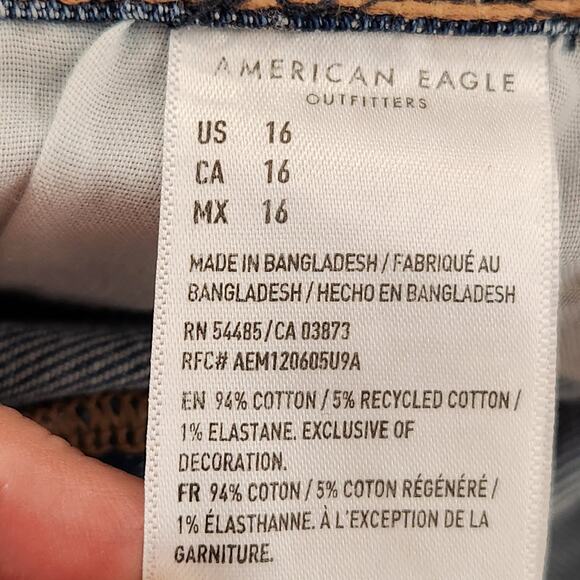 American Eagle Stretch Blue Denim Medium Wash Mom Shorts Plus Women's 16 - Picture 5 of 10